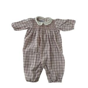 VTG Tommy Hilfiger Baby Girls Pink Plaid Smocked Romper 3-6 Months‎
